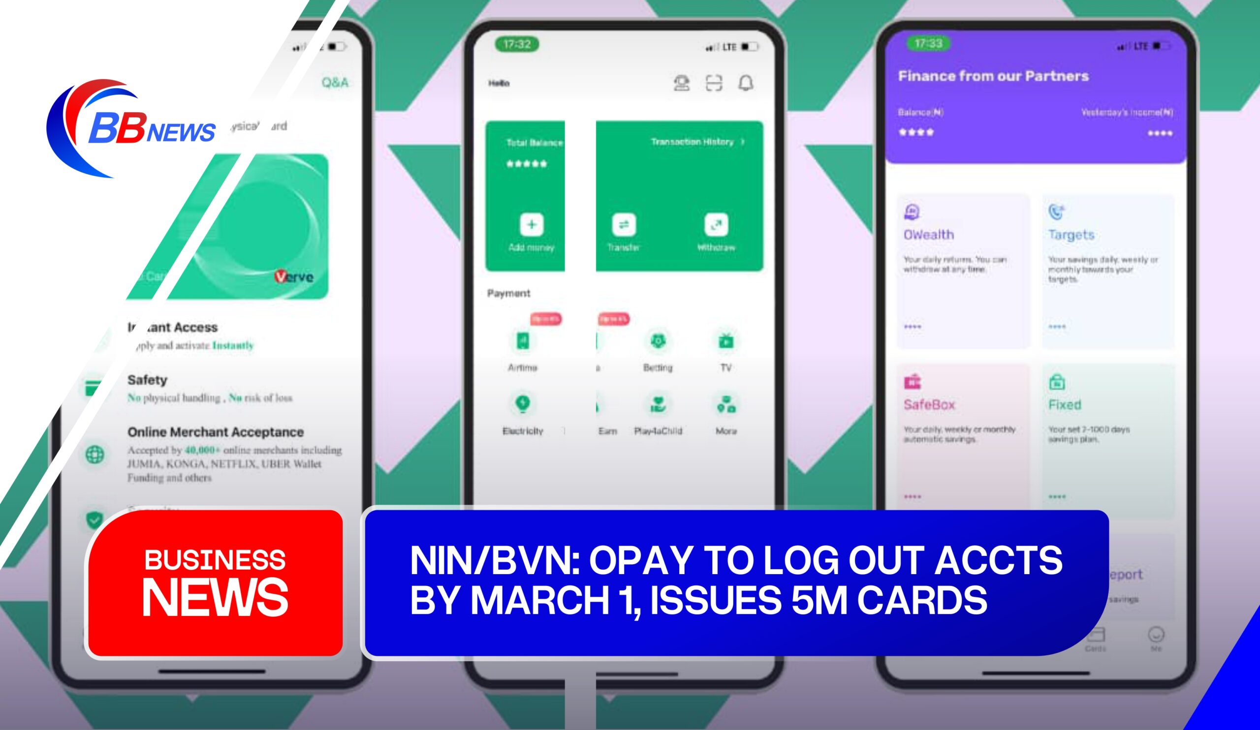 NIN/BVN: OPAY TO LOG OUT ACCOUNTS BY MARCH 1, ISSUES 5M CARDS